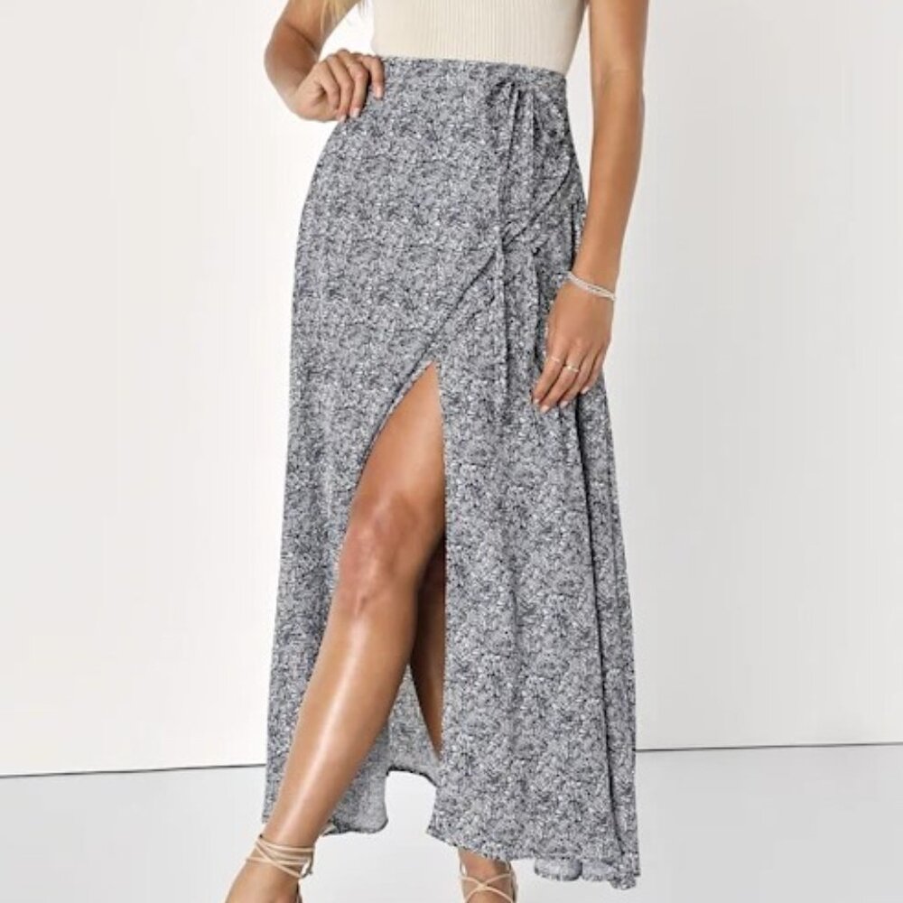 Lulus Tempest Navy Blue Wrap Skirt - Size M (Closet closing permanently 5/15!)